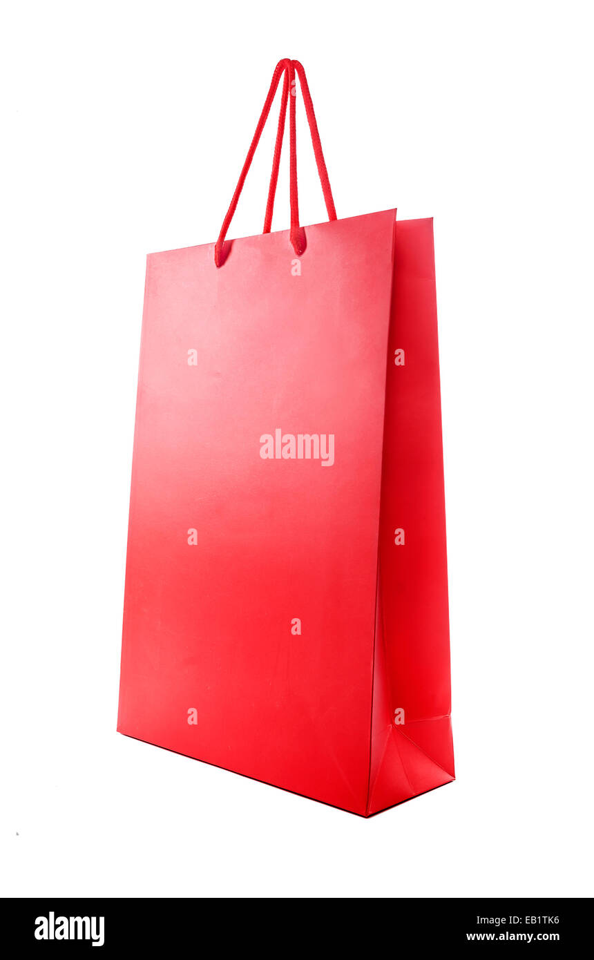 Red shopping bag isolated on a white background Stock Photo - Alamy