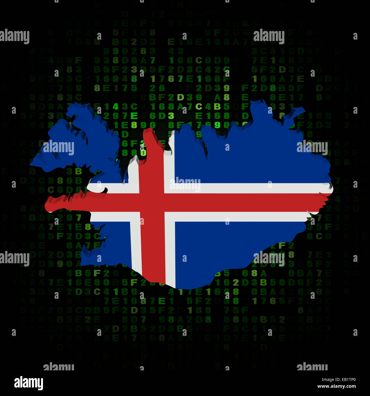 Iceland map flag on hex code illustration Stock Photo Alamy