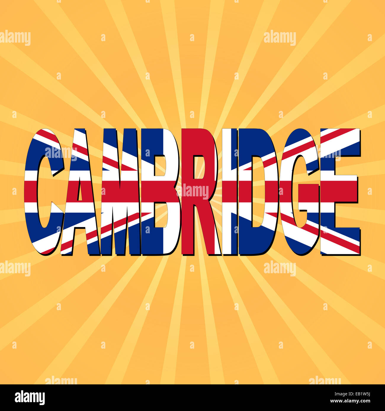 Cambridge flag text with sunburst illustration Stock Photo Alamy