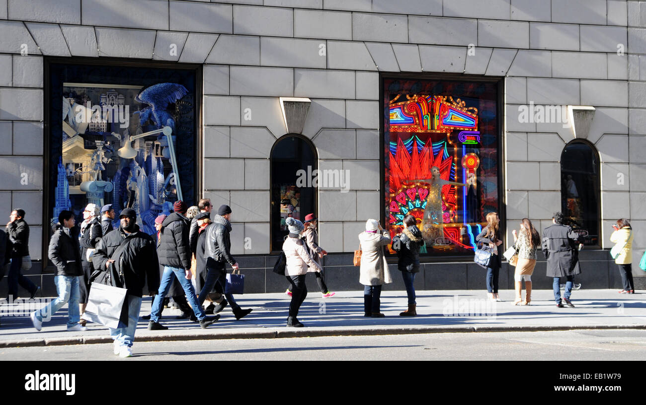Manhattan New York USA Annual Christmas decorated windows at Bergdorf