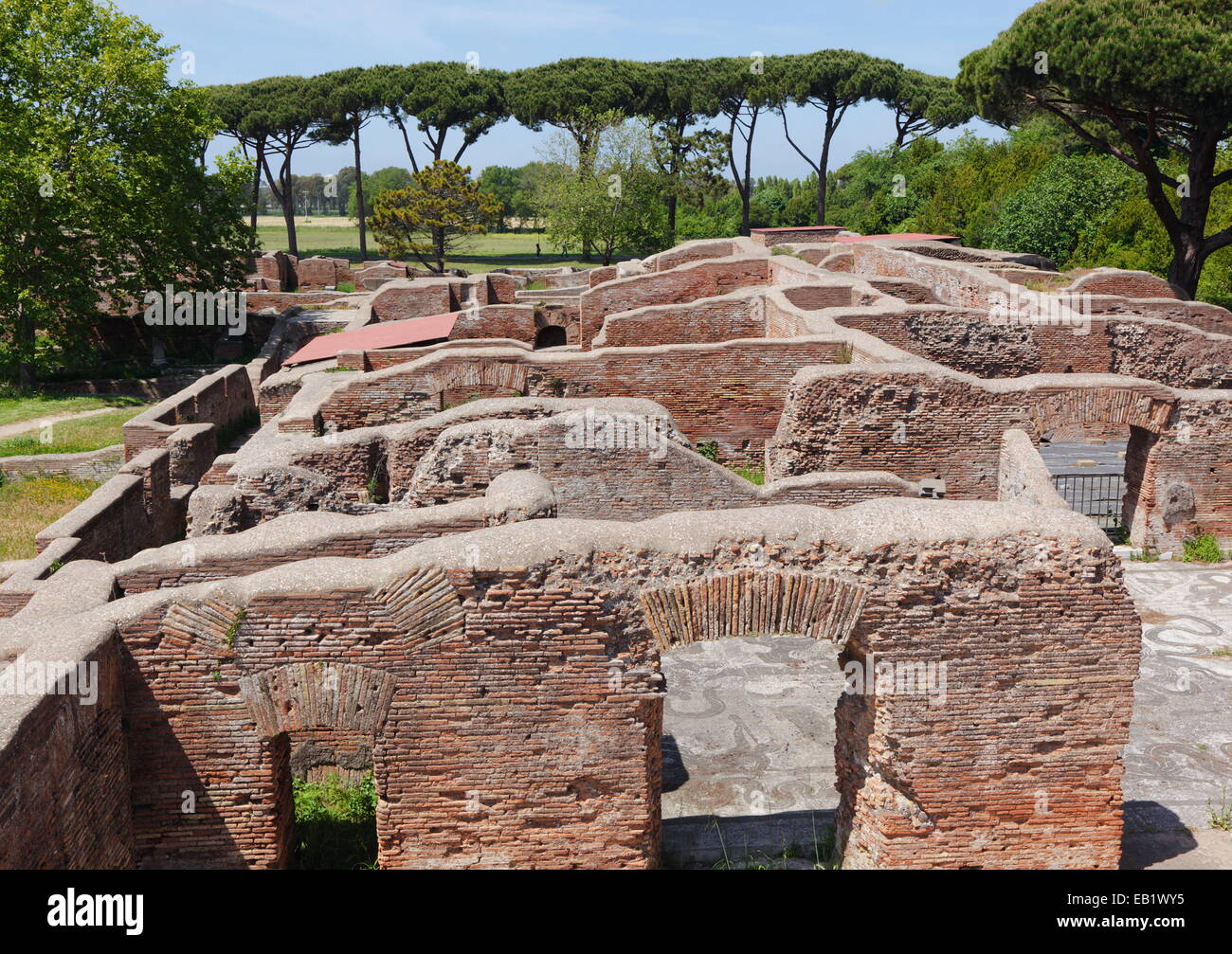 Roman Ruins in Ostia Antica, Port of Rome, Italy. Stock Photo