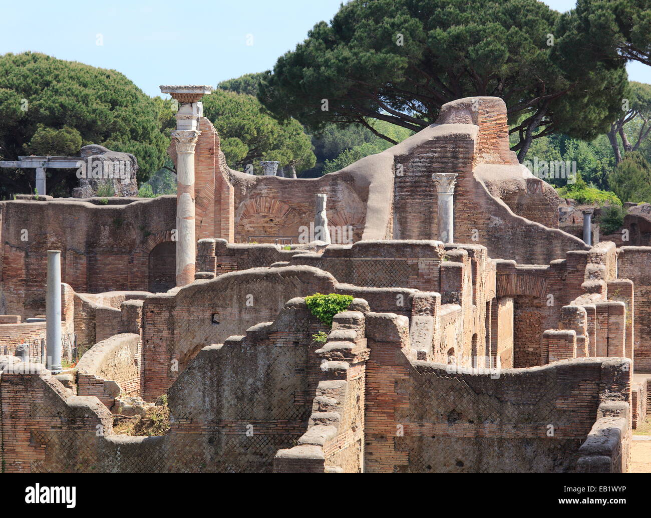 Roman Ruins in Ostia Antica, Port of Rome, Italy. Stock Photo