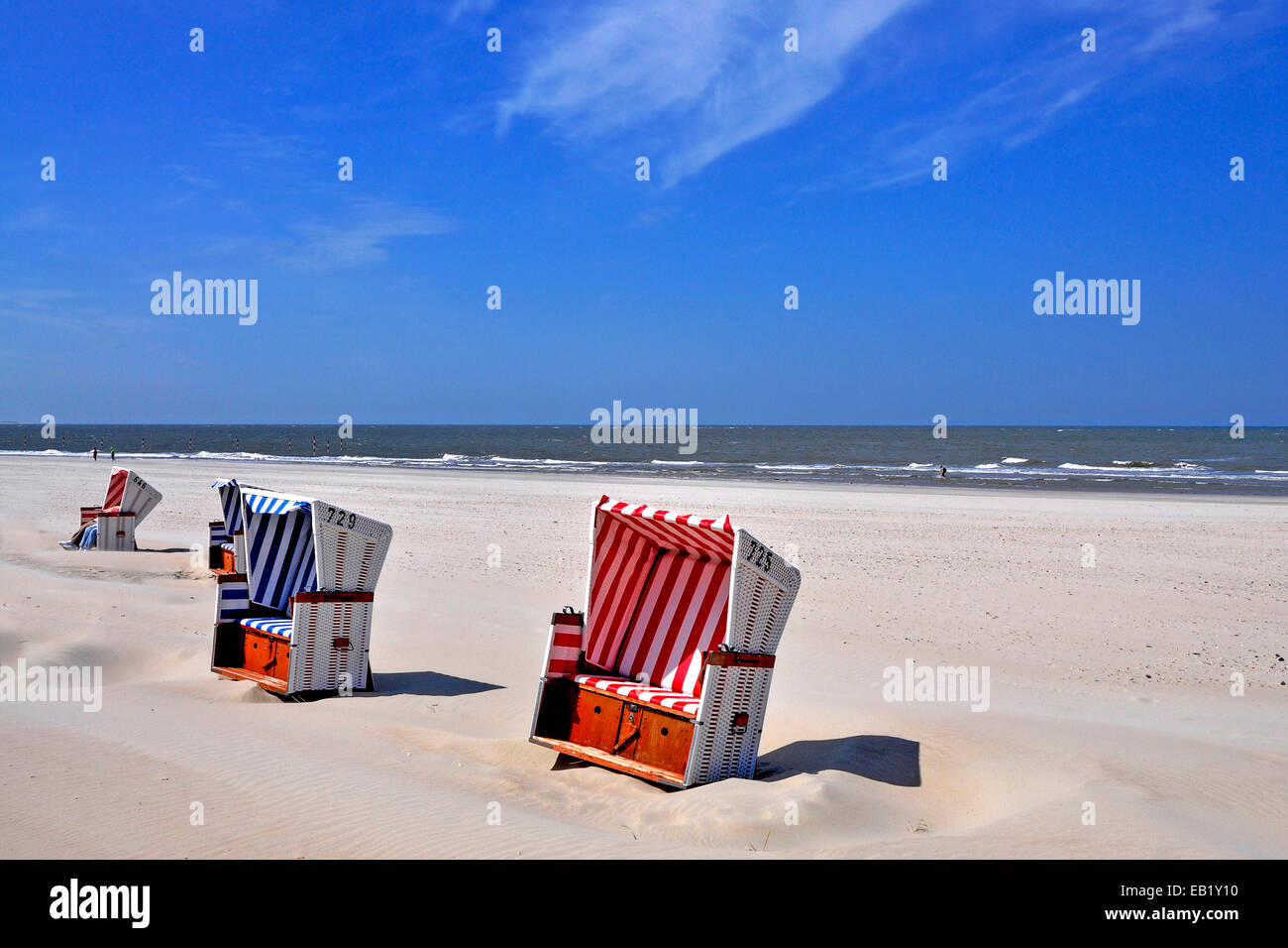 Baltrum Island, Sun chairs on the beach, Lower Saxony, East Frisian islands, Germany Stock Photo