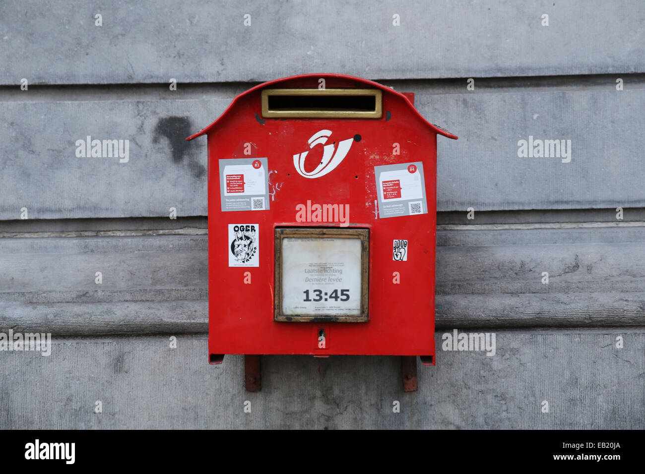 Brussels red post box Stock Photo