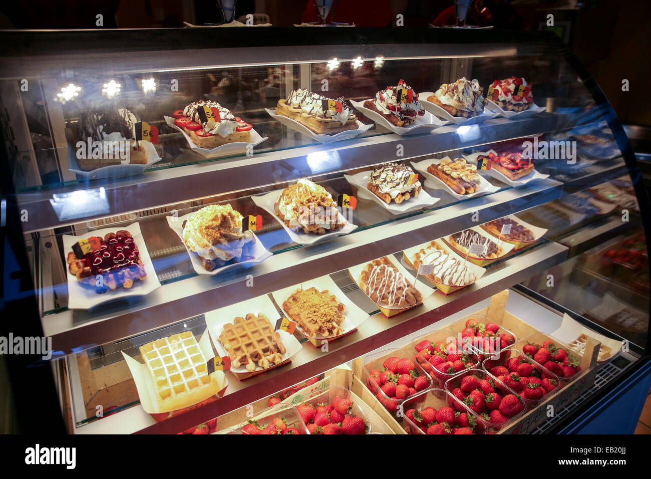 belgian waffles brussels cheap tourist snack Stock Photo