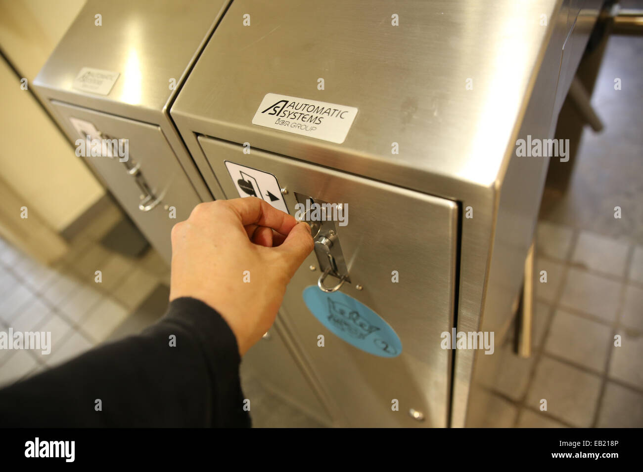 coin operated turnstile Stock Photo Alamy