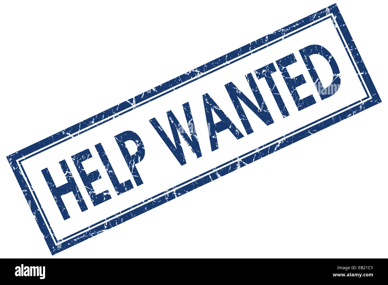 help wanted square blue grunge stamp Stock Photo