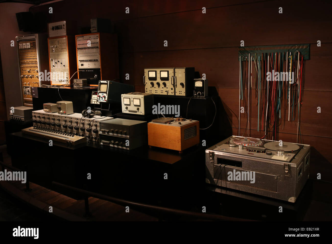 vintage music recording room equipment gears Stock Photo