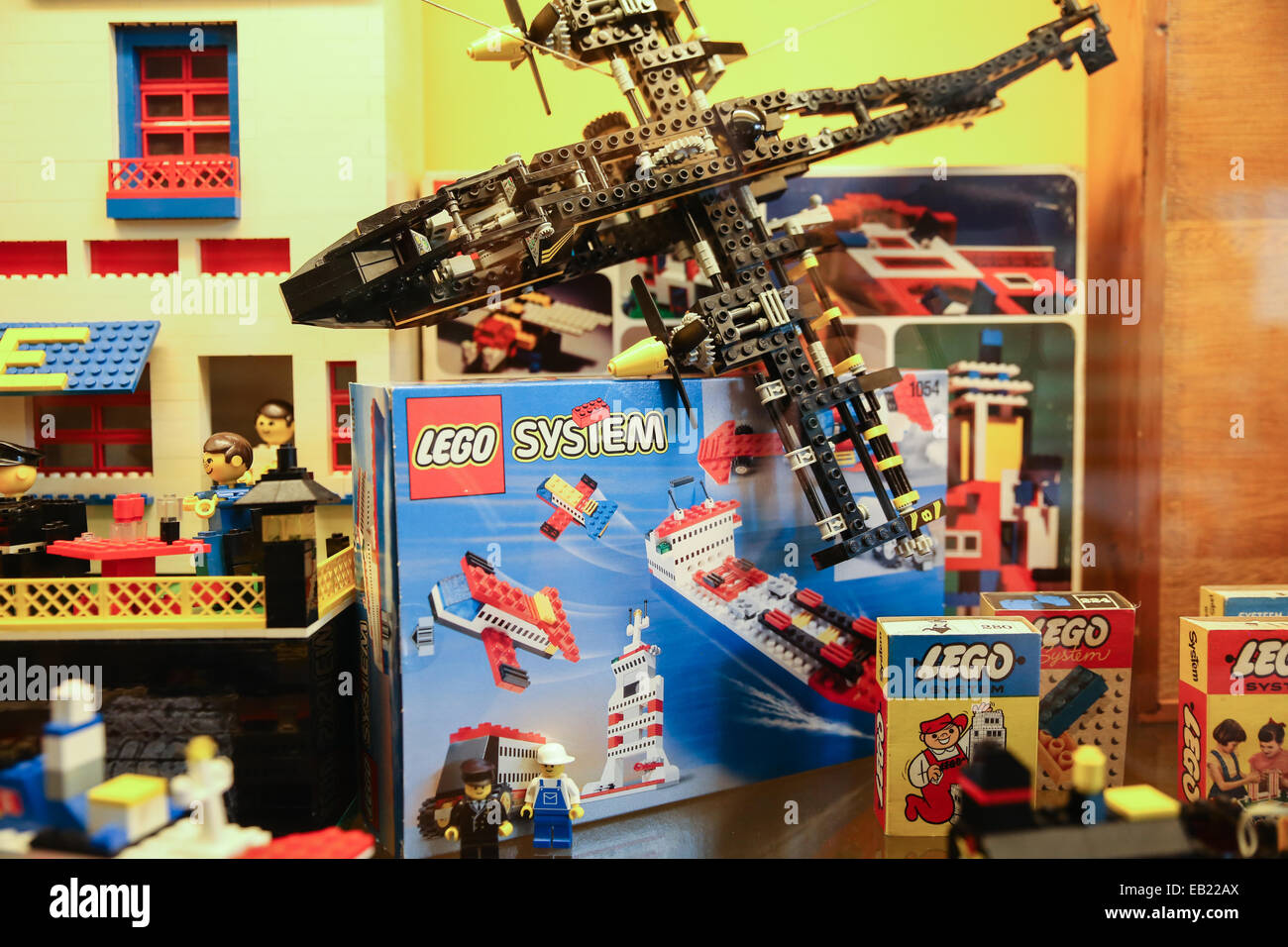 vintage lego set legos toy airplane Stock Photo