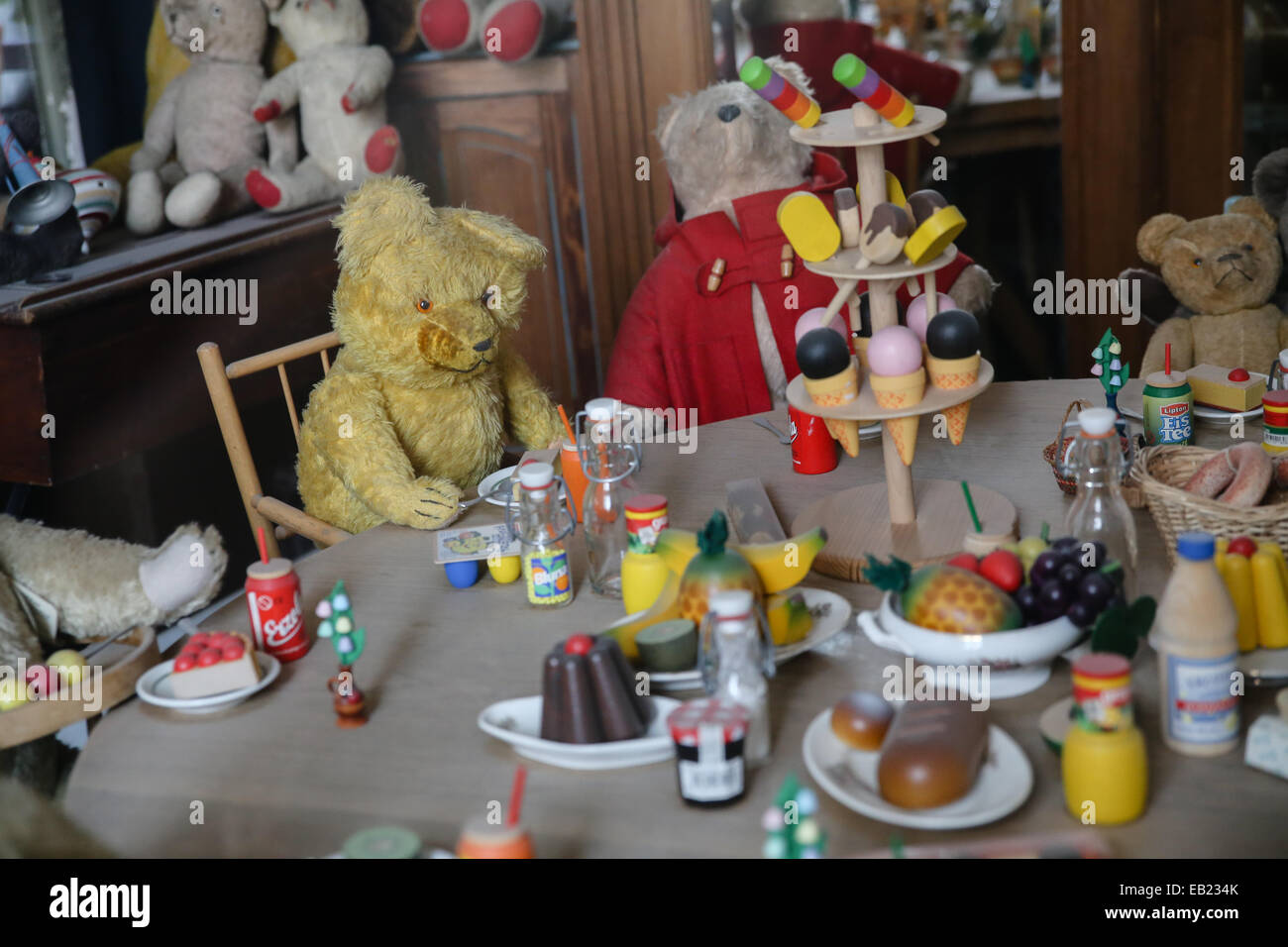 toy bear table display Stock Photo