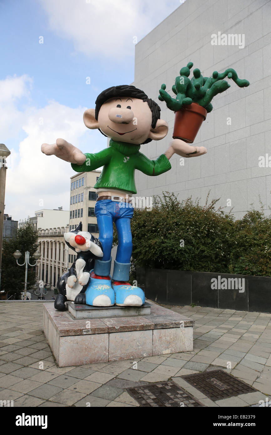outdoor comic book character statue brussels Stock Photo