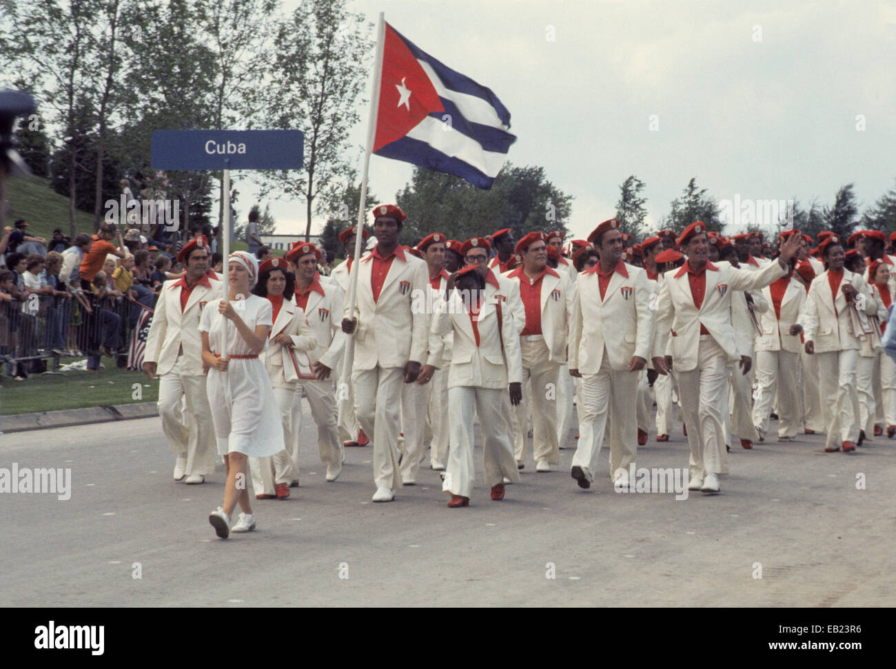 1976 Olympics in Montreal, Canada,  parade of athletes at Opening Ceremonies, Cuban team Stock Photo