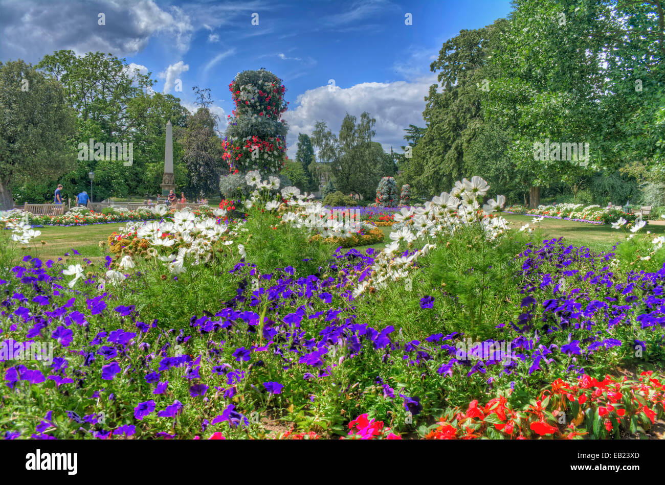 HDR of Floral display at the Jephson Gardens, formal gardens in Royal Leamington Spa, Warwickshire, England, UK Stock Photo