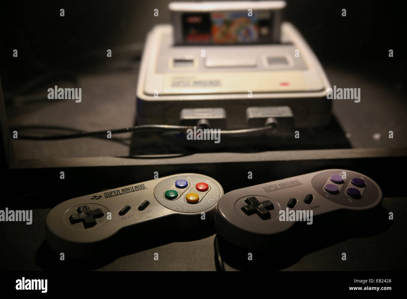 super Nintendo video gaming console Stock Photo