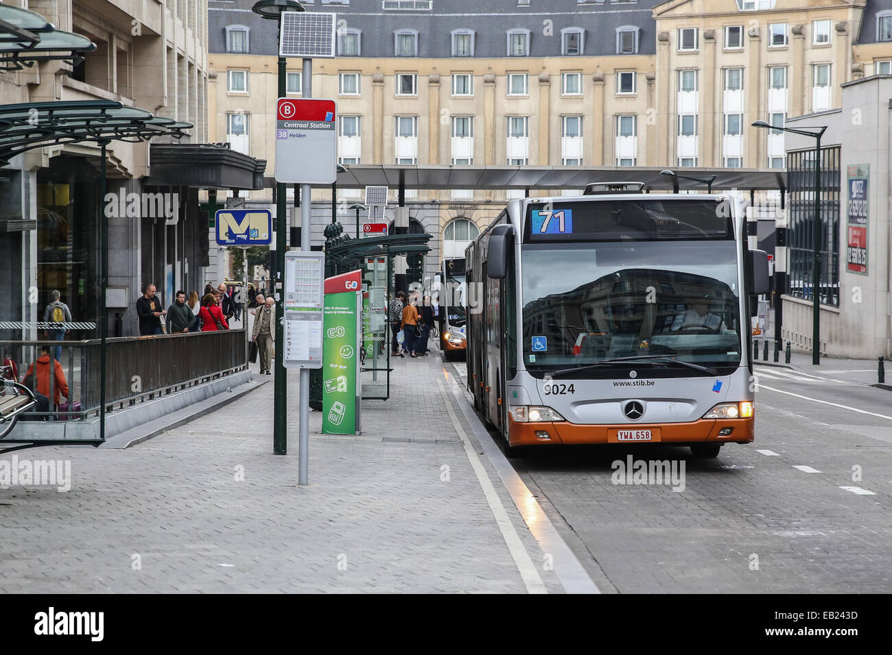 Brussels Bus Stop Stock Photo Alamy