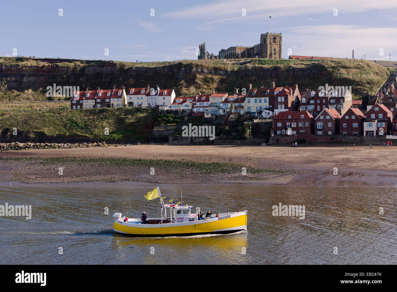 St Mary's Church above Whitby Harbour Stock Photo
