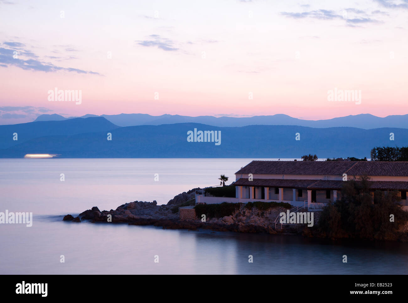 Morning landscape on Corfu island, Greece coast Stock Photo
