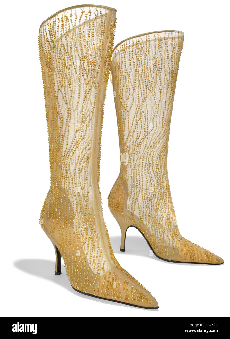 see through gold high heeled boots Stock Photo