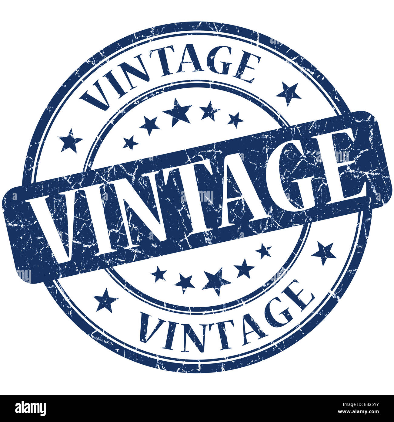 Vintage blue round grungy vintage rubber stamp Stock Photo - Alamy