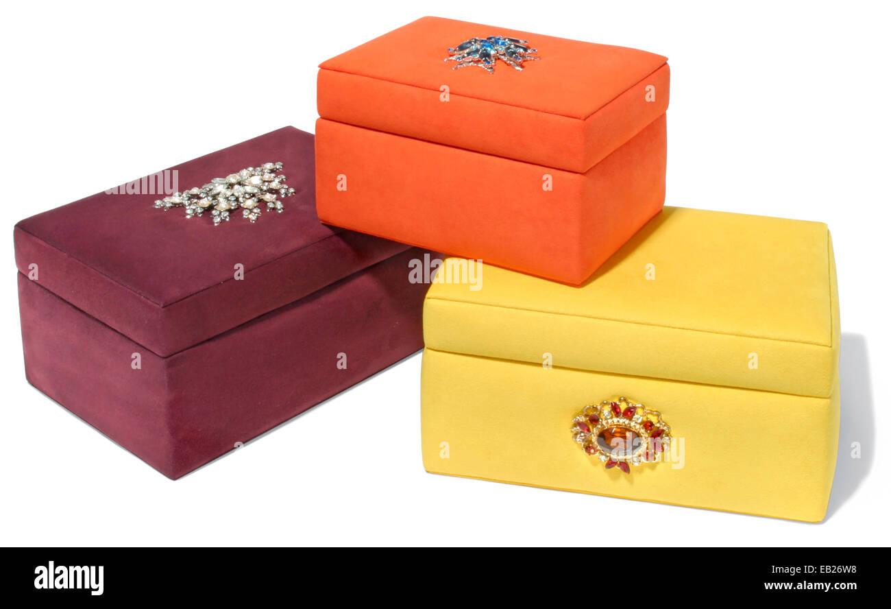 fabric jewel encrusted jewelry boxes Stock Photo Alamy