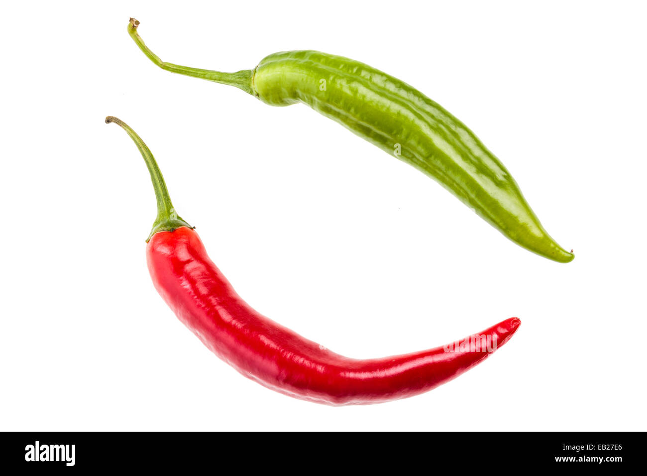 Red and green chili peppers isolated over a white background Stock ...