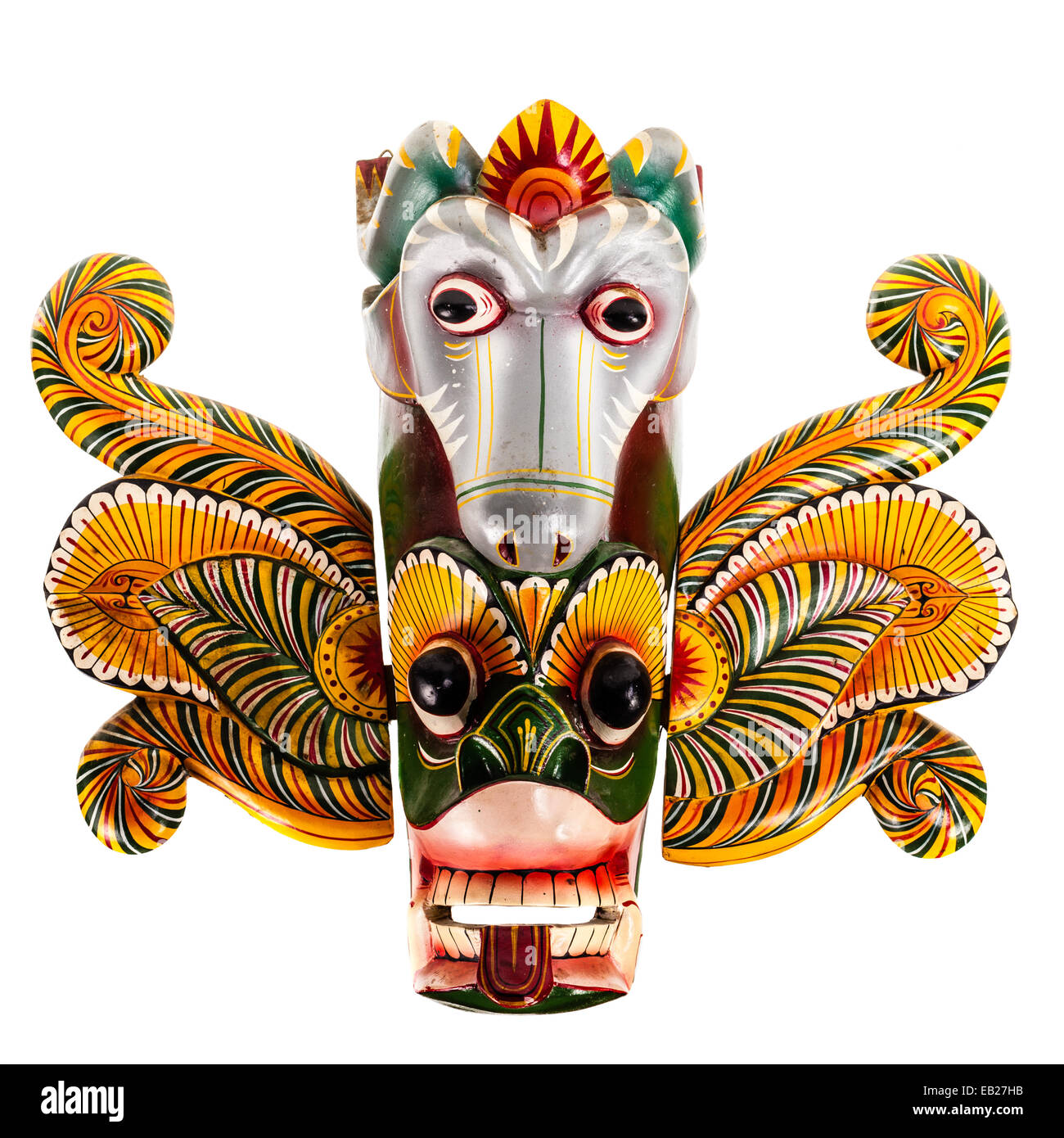 The Sri Lankan Peacock Devi mask,l Mayura Raksha, brings peace, harmony and  wealth, according to the superstition. Very shallow Stock Photo - Alamy