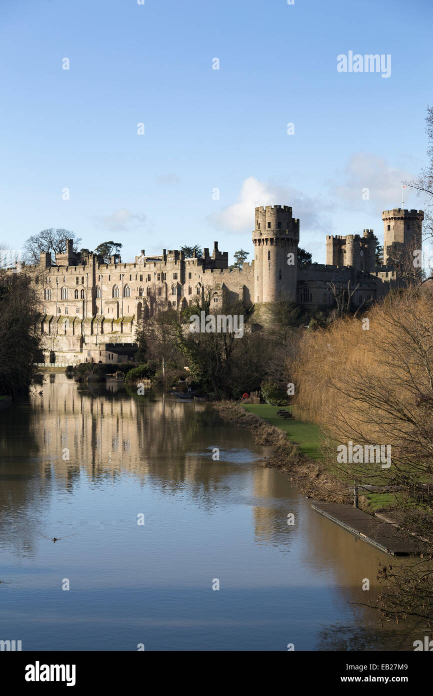 UK, Warwick, Castle and reflection in the river Avon Stock Photo - Alamy