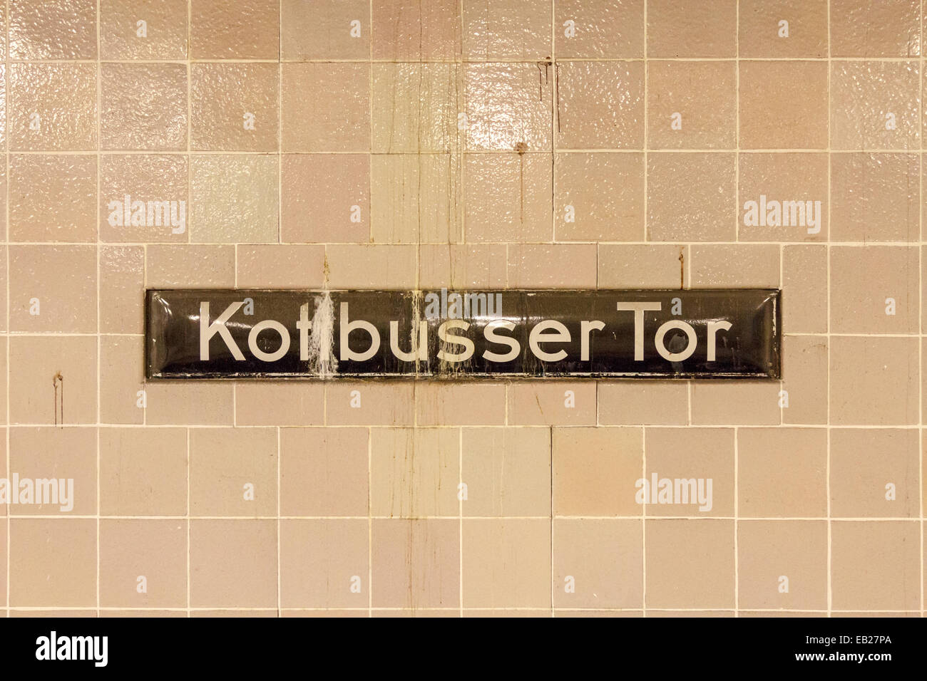 Subway station sign at Kottbusser Tor in Kreuzberg, Berlin, Germany. Stock Photo