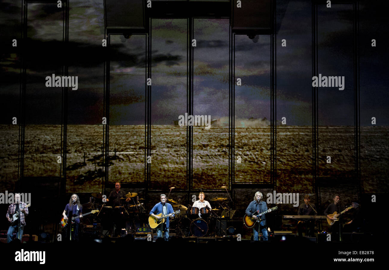 The Eagles performing live on stage, first of two sold out concerts