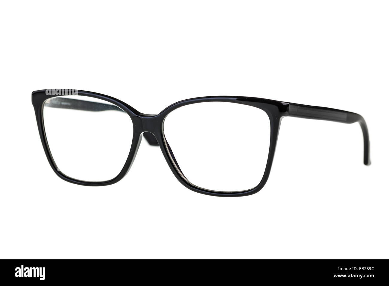 black nerd or geek eye glasses isolated over a white background Stock