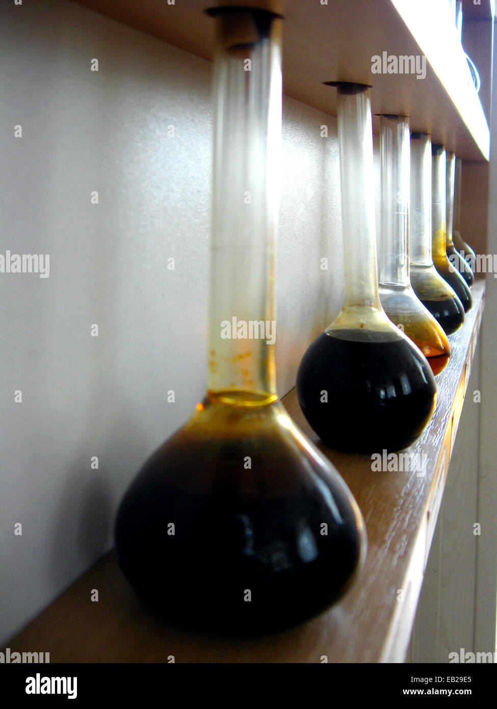image of specimen of oil in a flask Stock Photo
