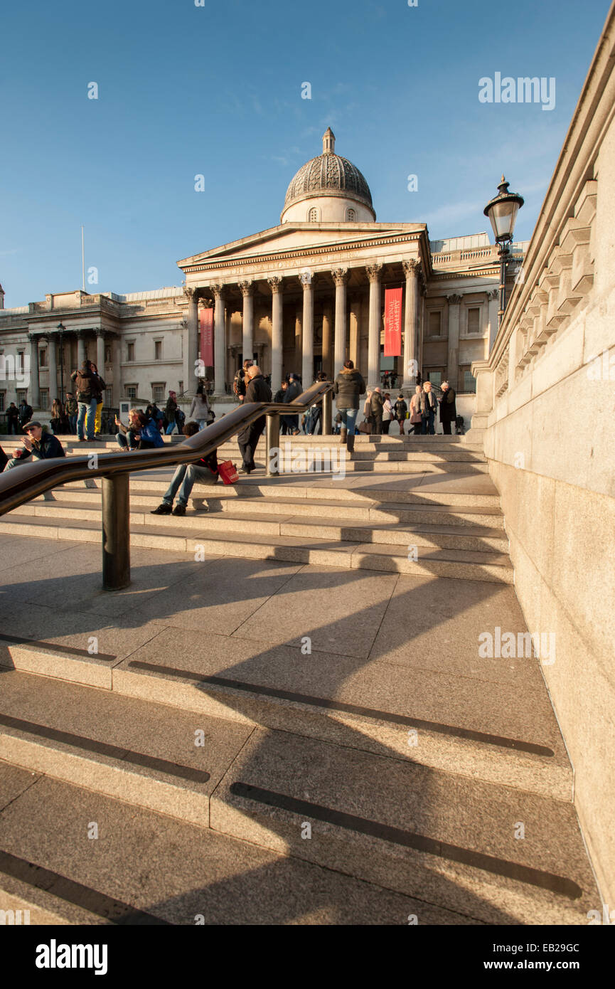 The National Gallery at the north end of Trafalgar Square in London, UK. Stock Photo