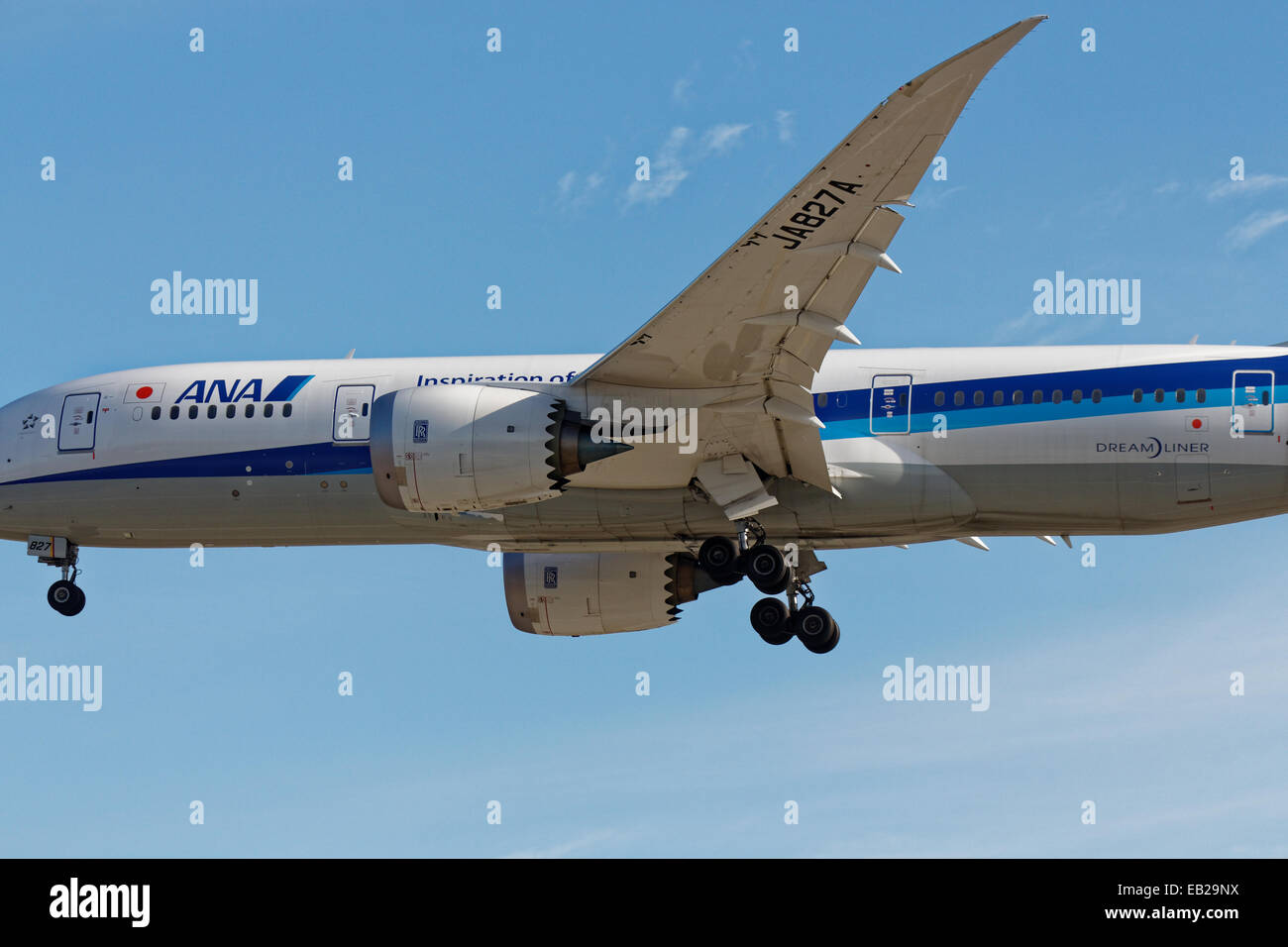 Boeing 787 Dreamliner fuselage, wing and landing gear Stock Photo