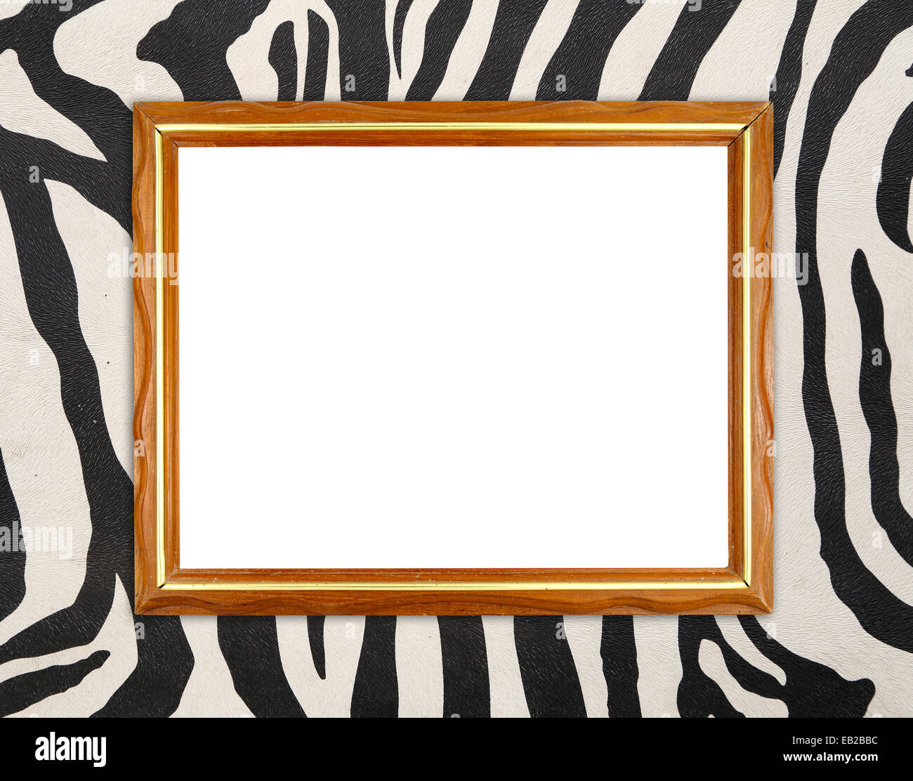 blank wood frame on zebra texture background Stock Photo - Alamy