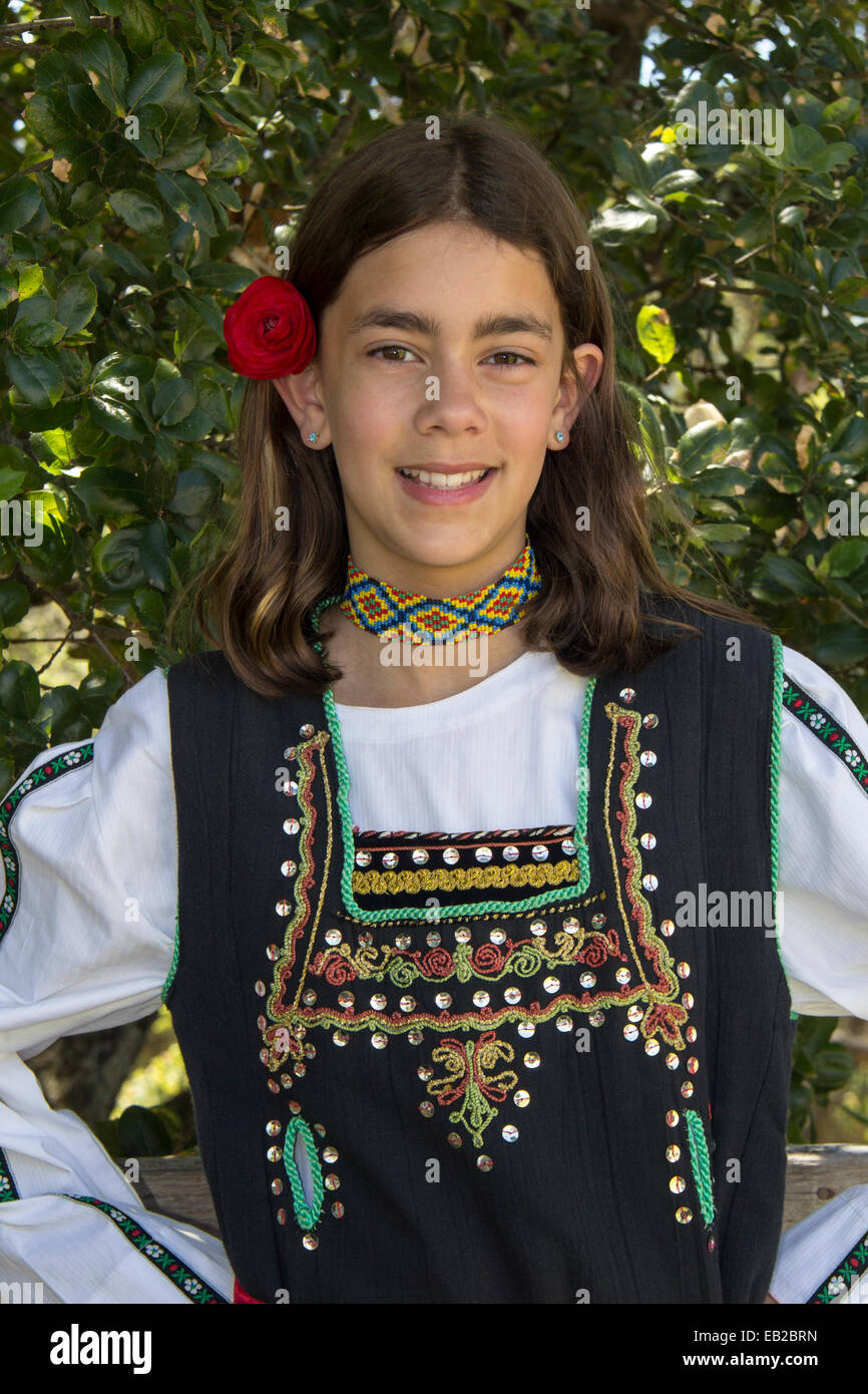 1, one, Greek-American girl, Greek-American, girl, dancer, folk dancer, Marin Greek Festival, Novato, Marin County, California Stock Photo