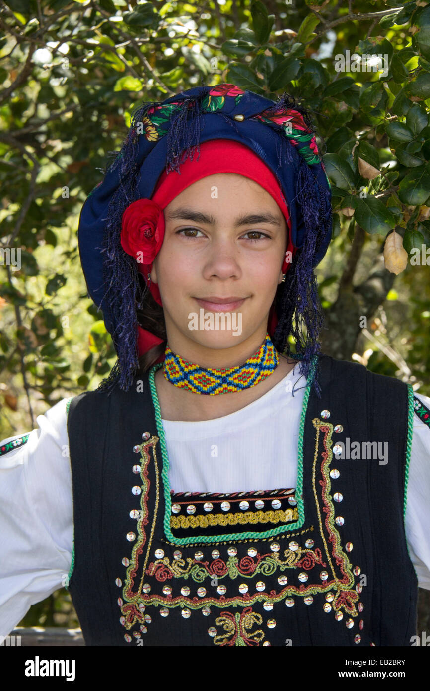 1, one, Greek-American girl, Greek-American, girl, dancer, folk dancer, Marin Greek Festival, Novato, Marin County, California Stock Photo