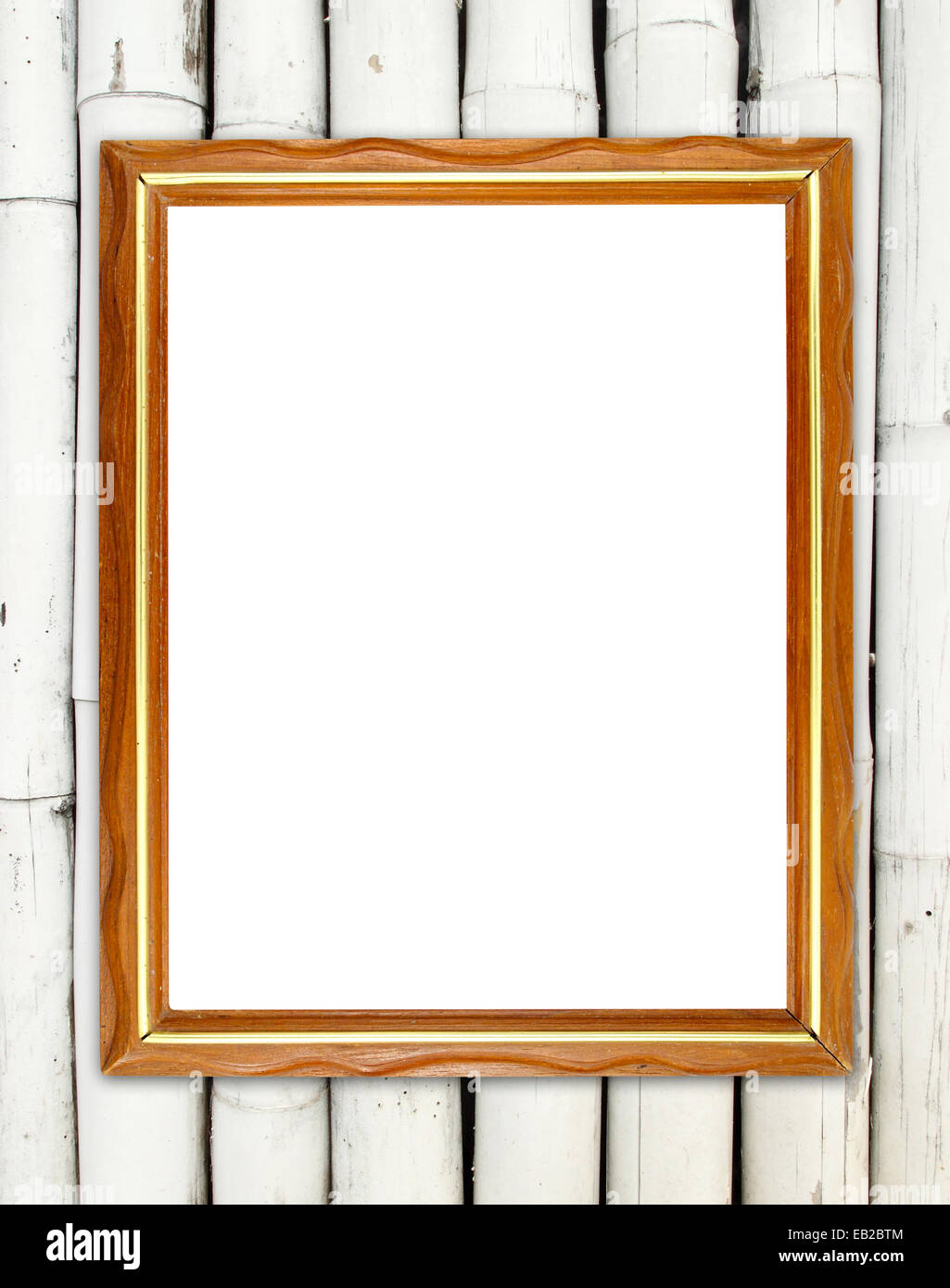blank wood frame on bamboo wall background Stock Photo - Alamy