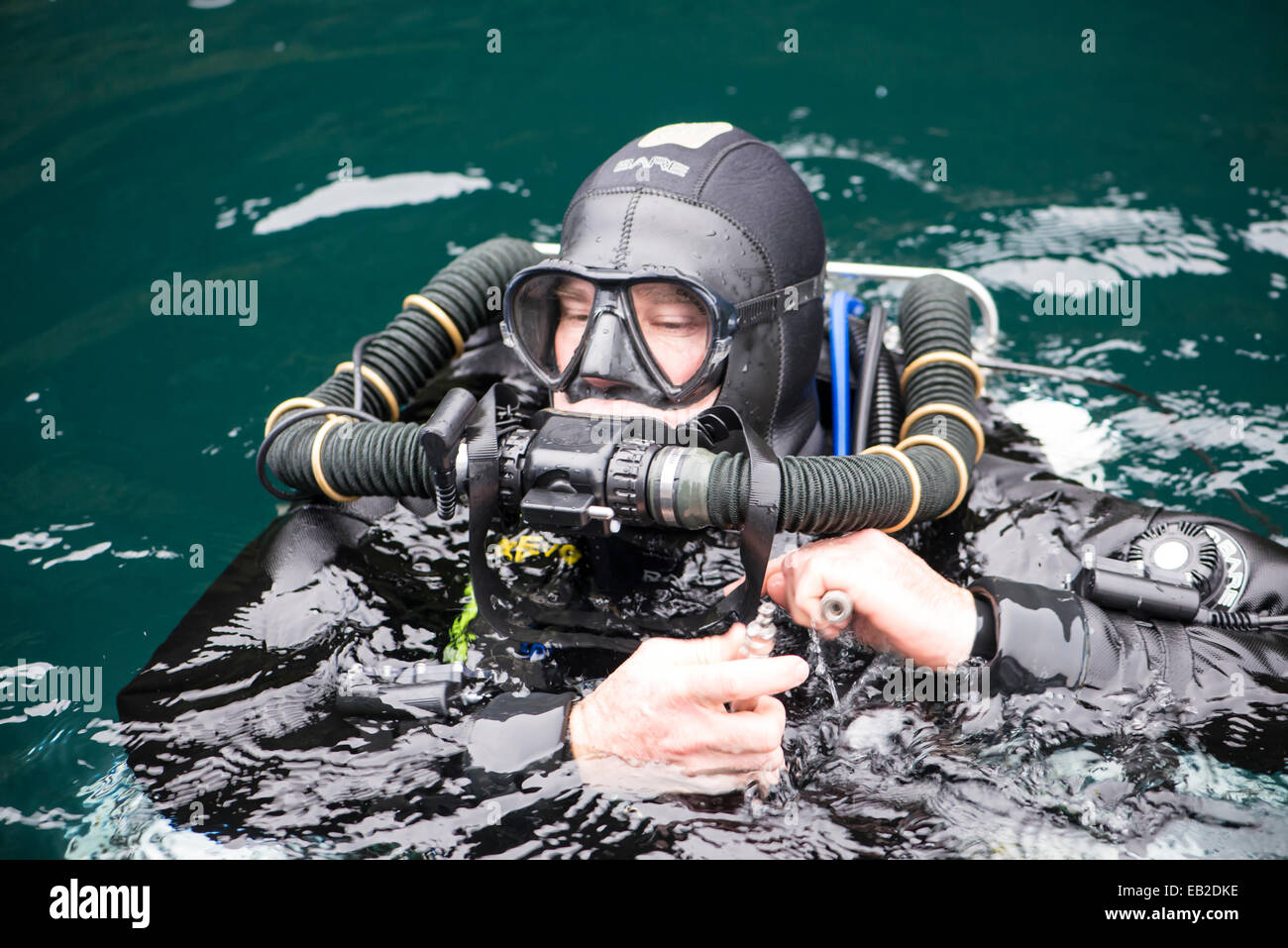 Technical diver in NZ fiordland Stock Photo Alamy