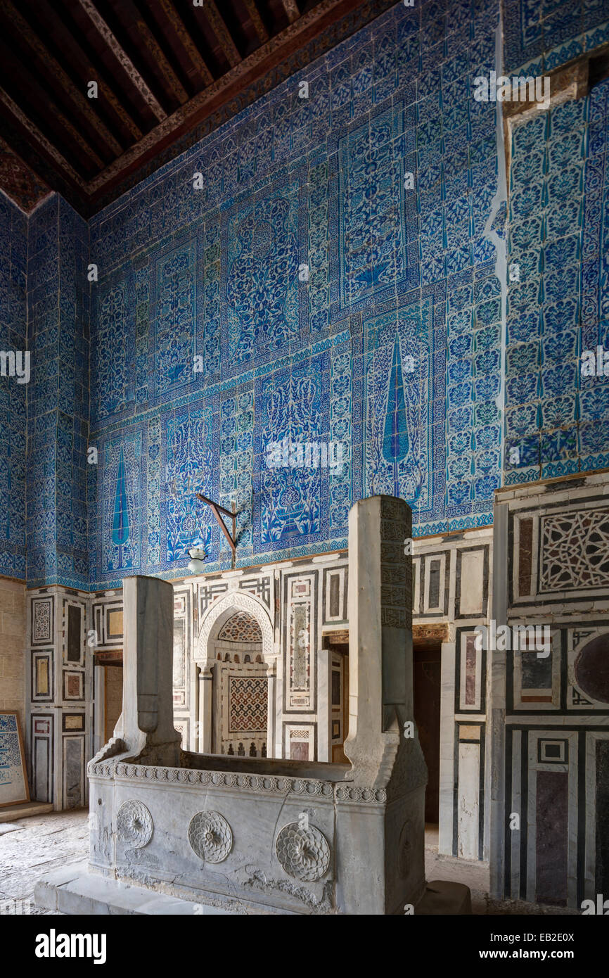 Egypt Cairo Mosque Of Aqsunqur Mihrab And Qibla Wall Of Tomb Of Ibrahim Agha Mustahfizan