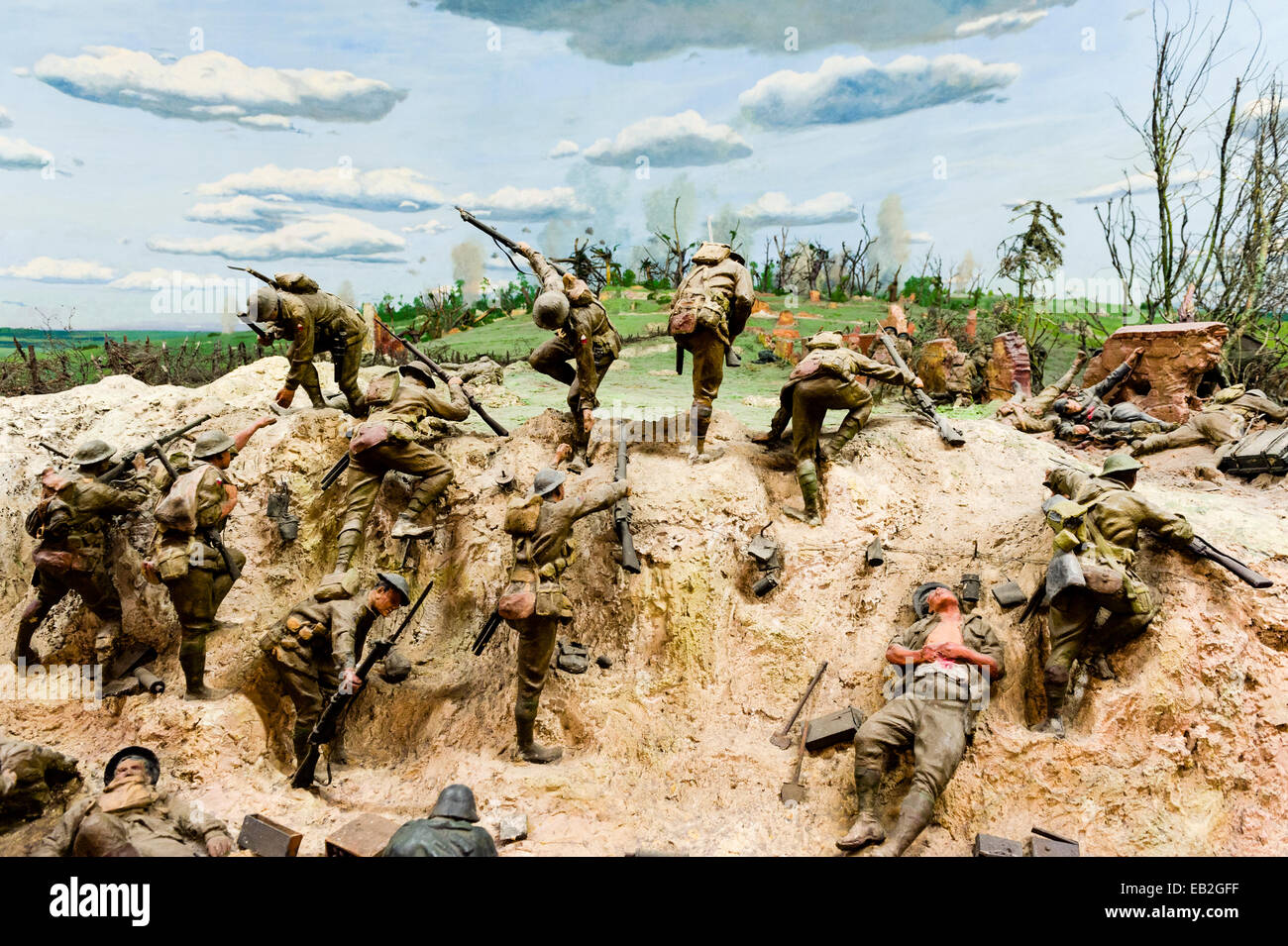 A diorama featuring the battle at Mont St Quentin on 29 August 1918 when the Germans fell back to the line of the Somme. Stock Photo
