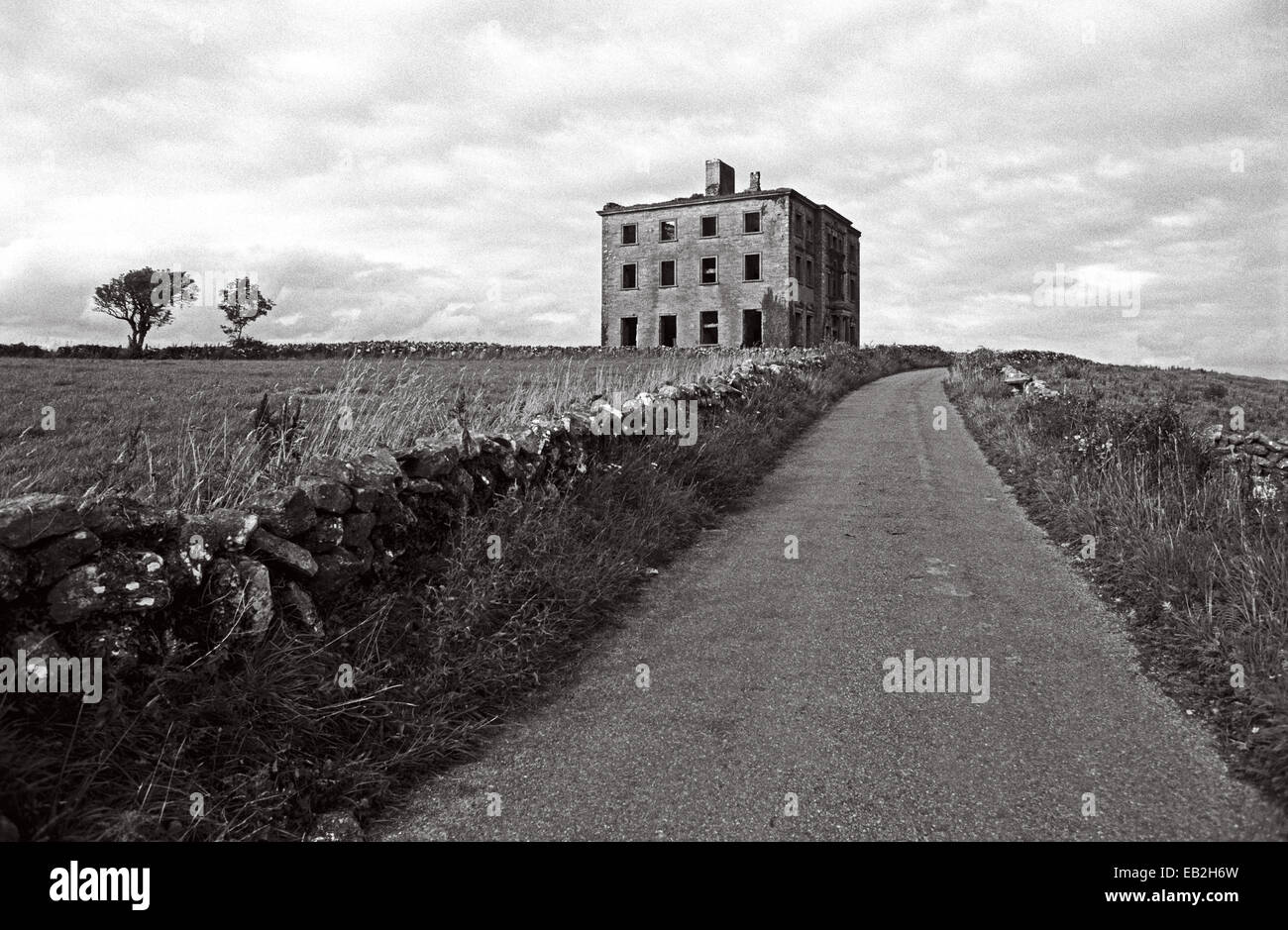TYRONE HOUSE RUINS, COUNTY GALWAY, IRELAND. BURNT DOWN BY THE LOCAL