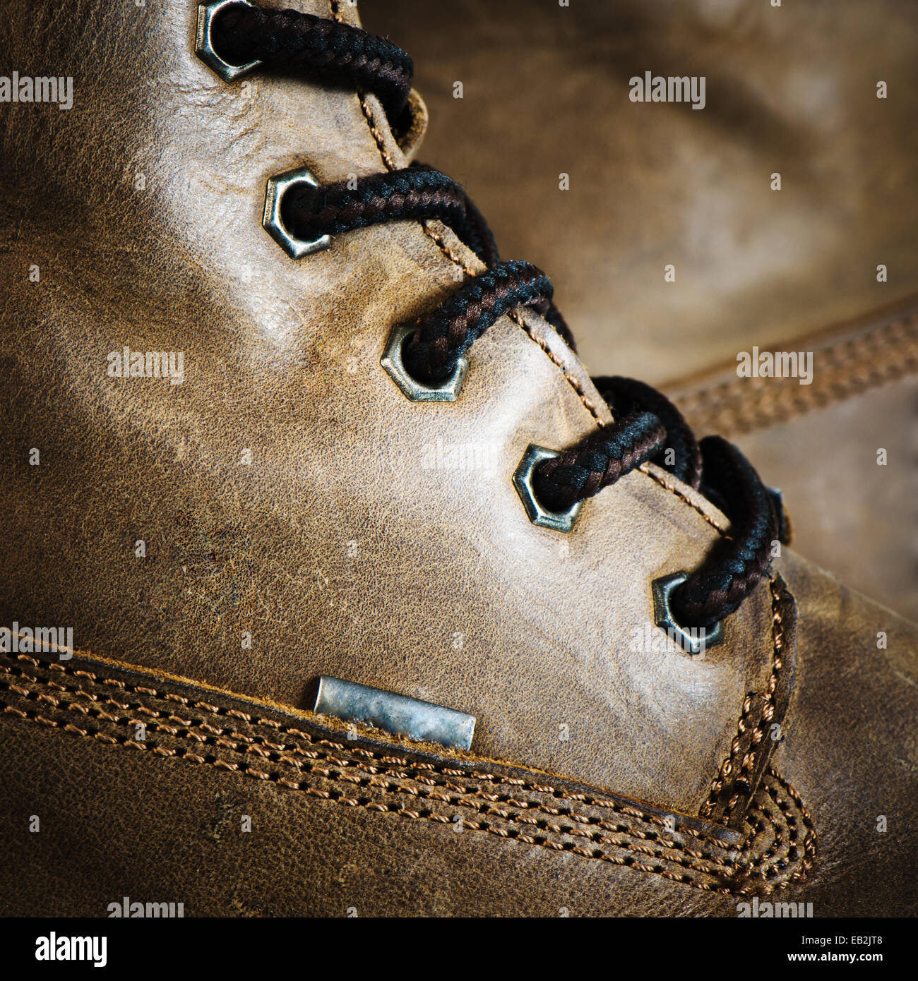 Brown leather shoe, close-up Stock Photo