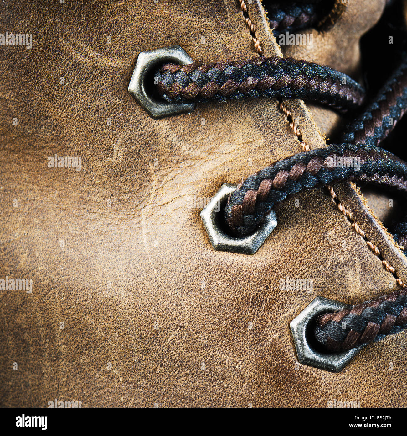 Brown leather shoe, close-up Stock Photo