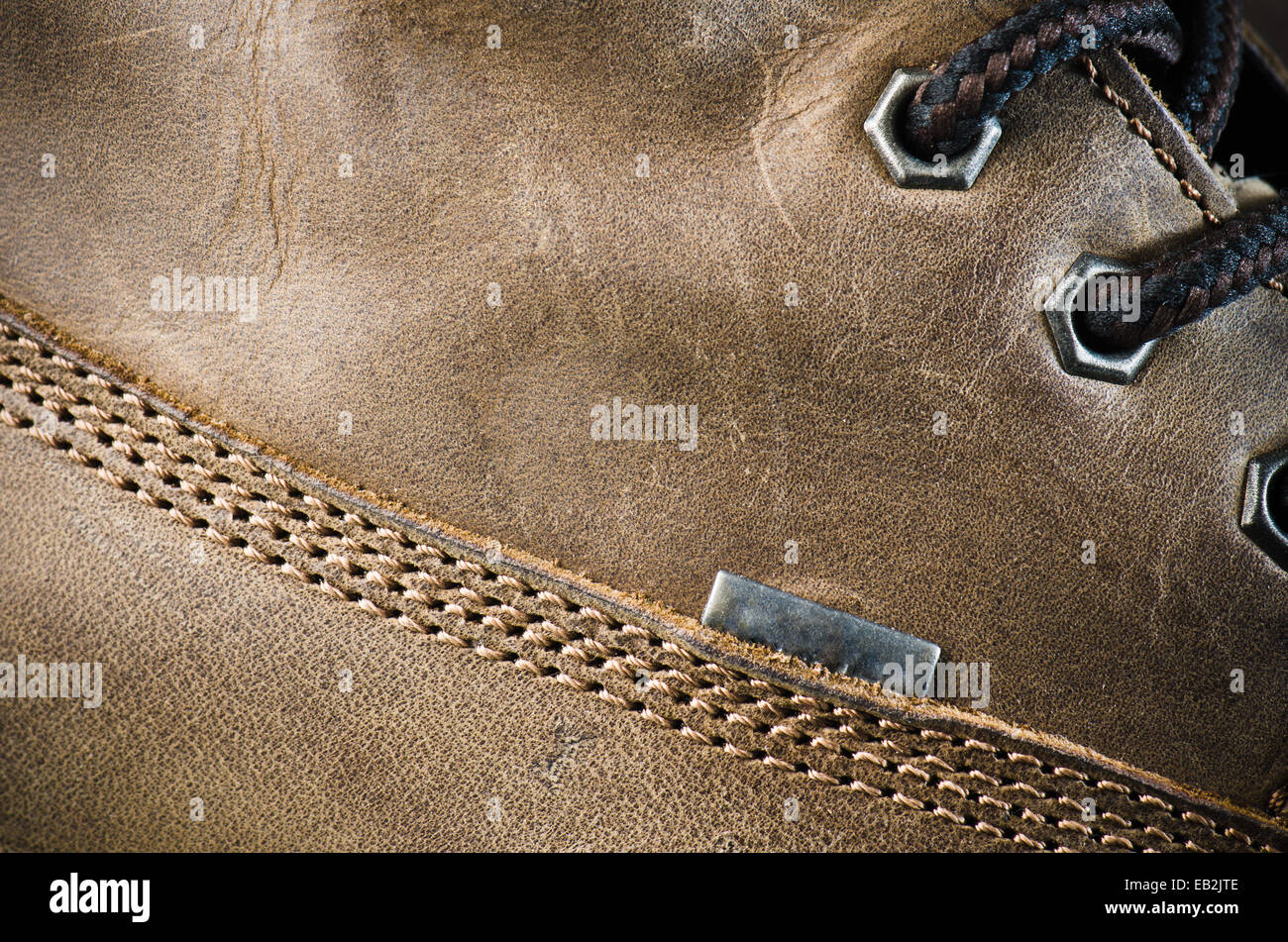 Brown leather shoe, close-up Stock Photo