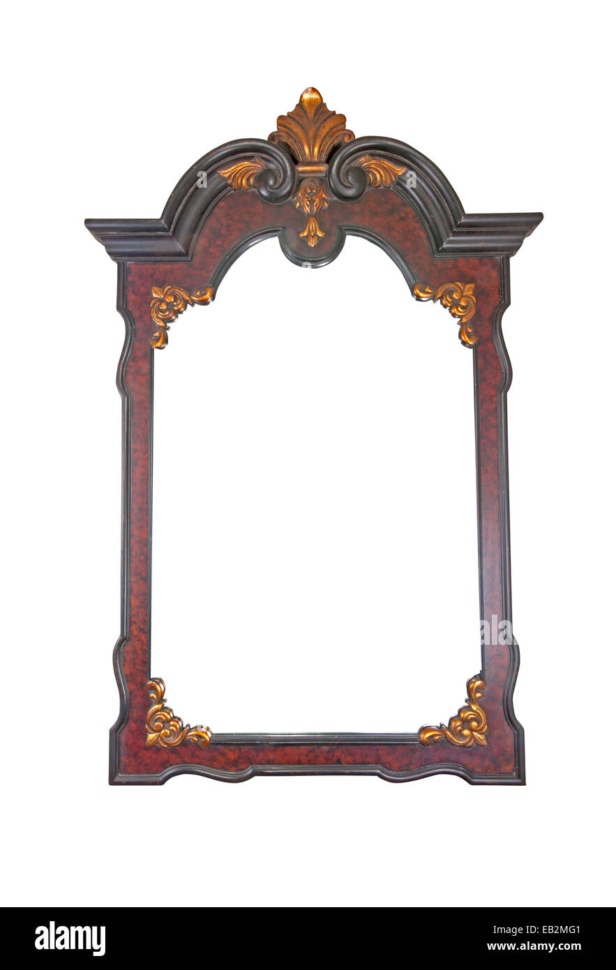 Large Decorative Mirror With Ornate Wooden Frame Stock Photo