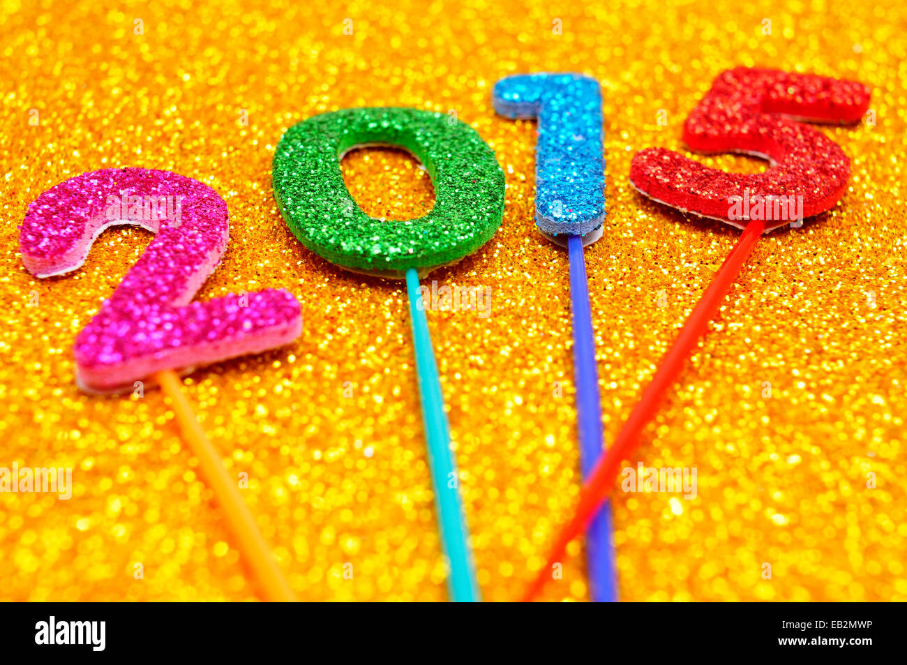 glittering numbers of different colors forming the number 2015, as the ...
