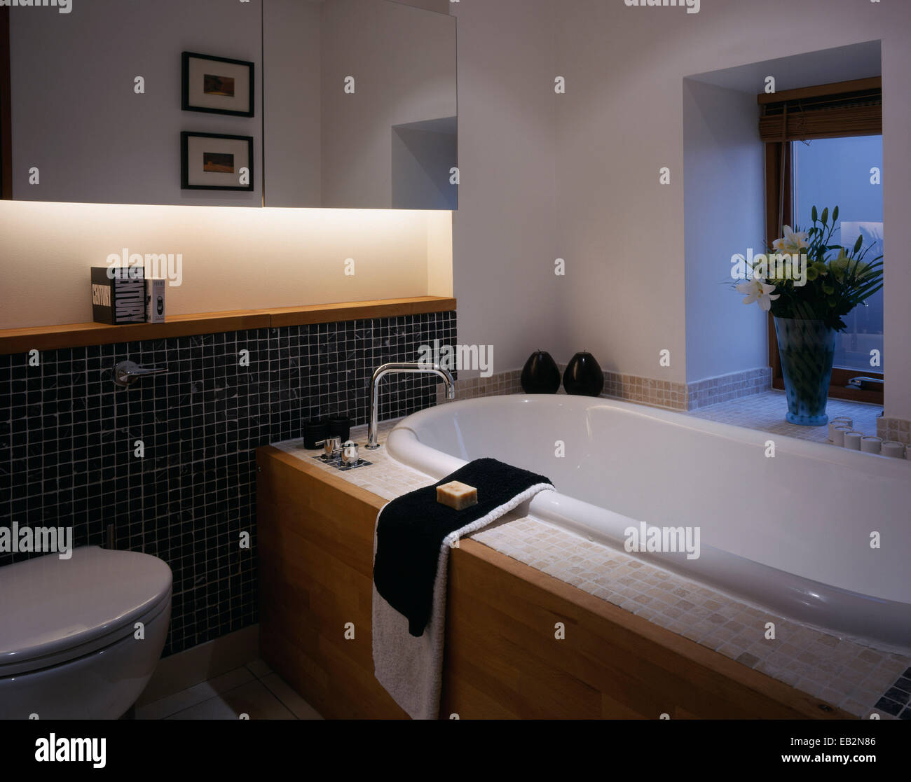 Bathtub in modern bathroom in The Grainstore, Perthshire, Scotland