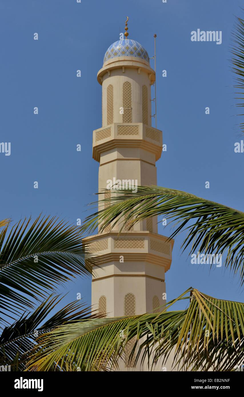 Minaret of the Great Mosque of Taqah, Dhofar Region, Orient, Oman Stock Photo
