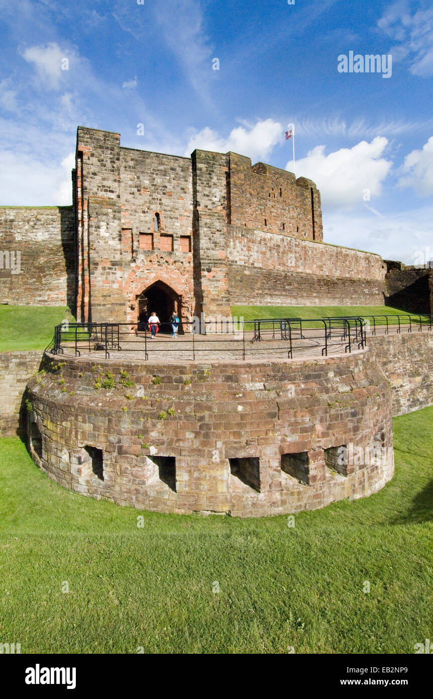 The Inner Gatehouse and Half Moon Battery viewed from the Outer Ward, Carlisle Castle, Cumbria, Mary Queen of Scots was imprisoned at the castle in 1568 Stock Photo