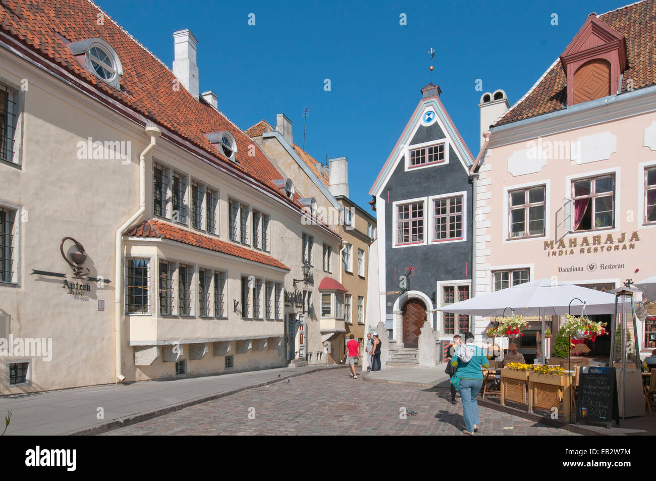Market square with a pharmacy, historic center, Tallinn, Harju County, Estonia Stock Photo